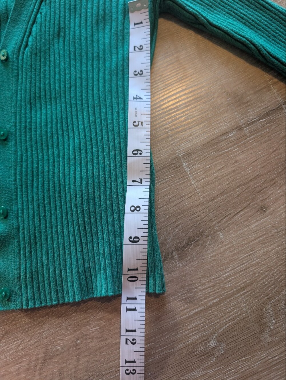 Emerald Green Ribbed V Neck Button Cardigan - Picture 3 of 5